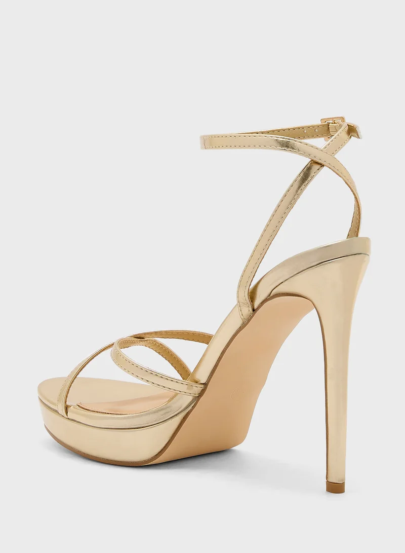 Truffle Platform Heel Ankle Strap Stilleto Sandal