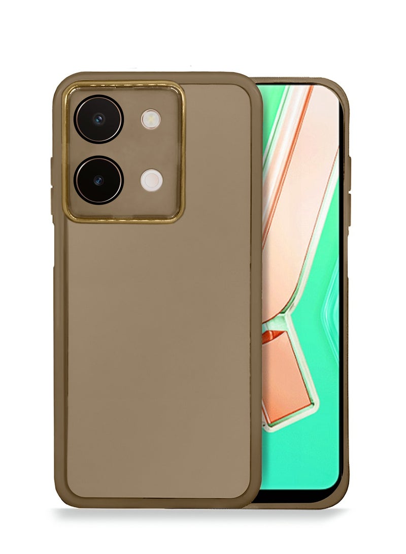 دبليو تيك vivo Y28 4G 2024 هاتف ناعم شفاف TPU سيليكون رفيع للغاية أنيق مطلي بالكهرباء غطاء العلبة الخلفي للكاميرا - بني - Image 1