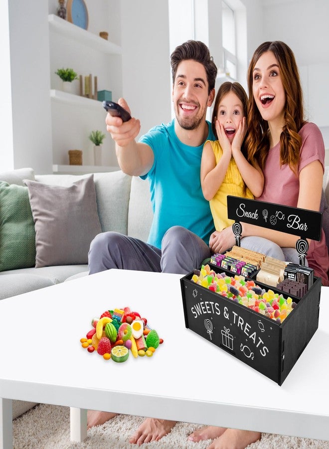 Kuabiz Snack Organizer for Countertop Wooden Snack Bar Container 4 Compartment Food Storage Bins Basket Snacks Bar Station for Chips Candy Pantry Kitchen Cabinets Table Supplies - Image 4