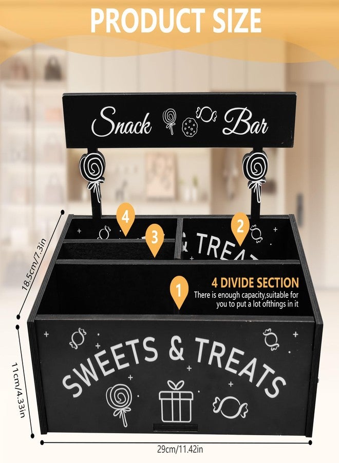 Kuabiz Snack Organizer for Countertop Wooden Snack Bar Container 4 Compartment Food Storage Bins Basket Snacks Bar Station for Chips Candy Pantry Kitchen Cabinets Table Supplies - Image 2