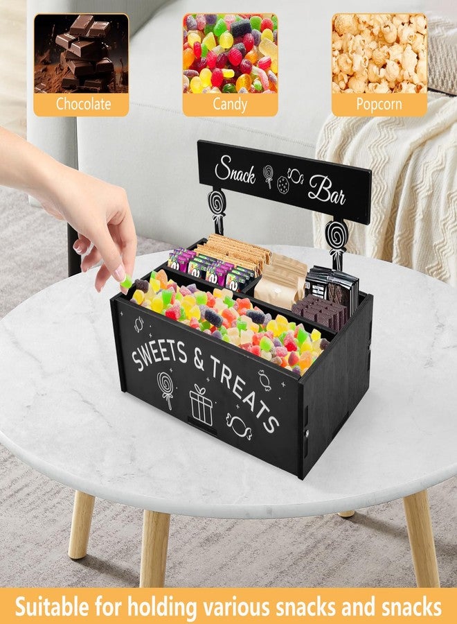 Kuabiz Snack Organizer for Countertop Wooden Snack Bar Container 4 Compartment Food Storage Bins Basket Snacks Bar Station for Chips Candy Pantry Kitchen Cabinets Table Supplies - Image 5