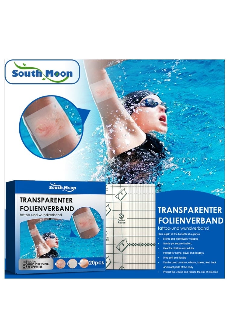SOUTH MOON - 20 Pcs Transparent Waterproof Patch, Stretch Adhesive Bandages, Tattoo Protective Transparent Film - Image 1