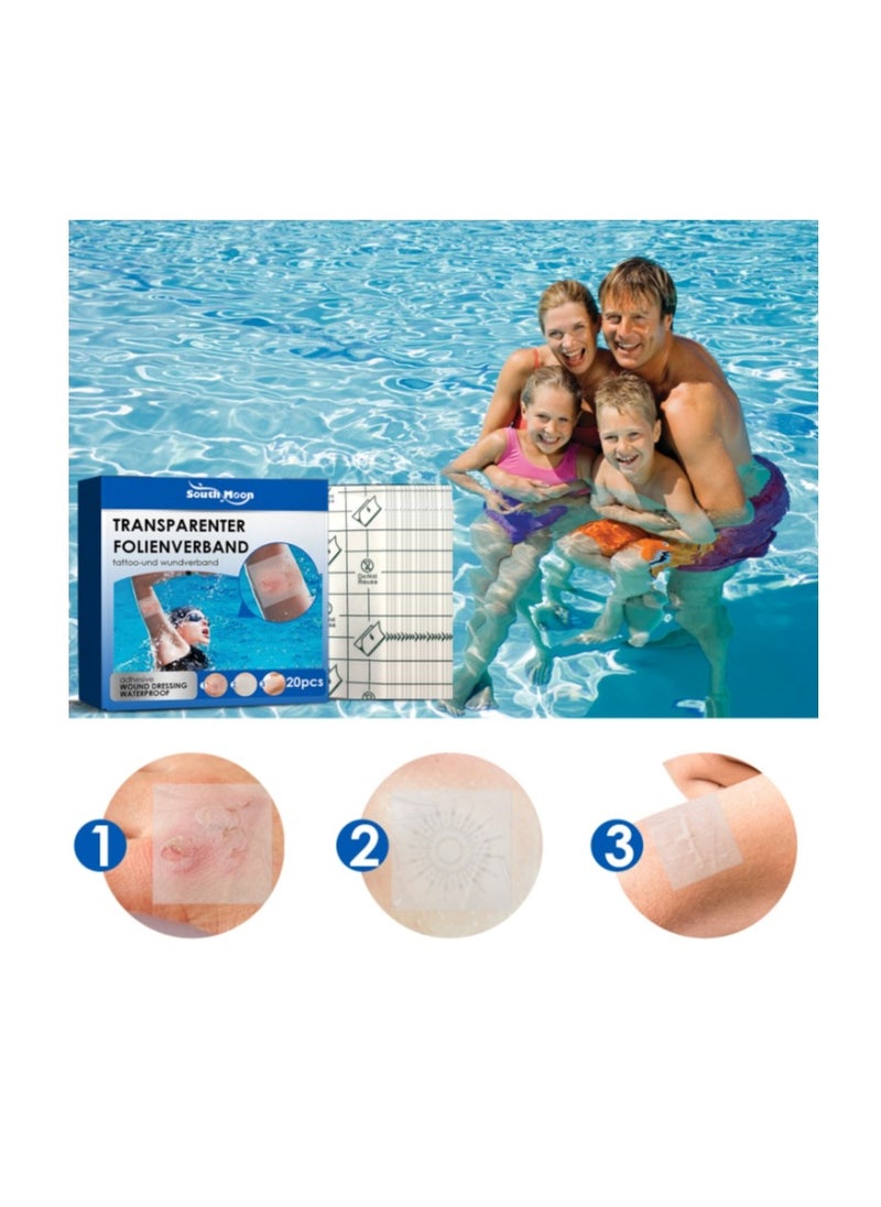SOUTH MOON - 20 Pcs Transparent Waterproof Patch, Stretch Adhesive Bandages, Tattoo Protective Transparent Film - Image 1