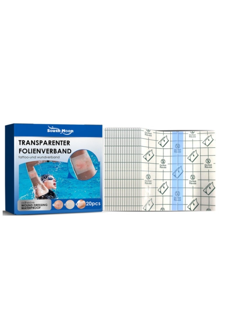 SOUTH MOON - 20 Pcs Transparent Waterproof Patch, Stretch Adhesive Bandages, Tattoo Protective Transparent Film - Image 1