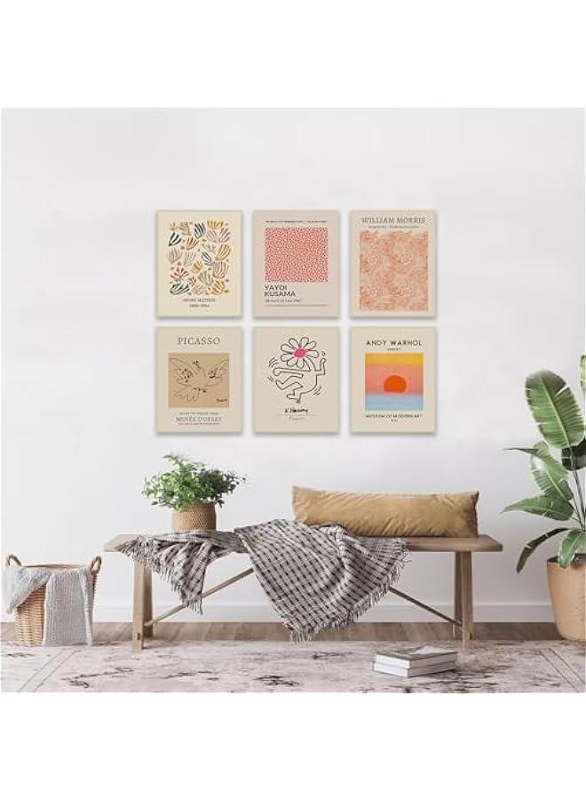 KBKBART Matisse Wall Art Prints Set of 6, Abstract Matisse Wall Art Exhibition Posters Beige Yellow Picasso Flower Market Art Prints William Morris Poster, Boho Canvas Paintings Pictures for Aesthetic Room, - Image 2