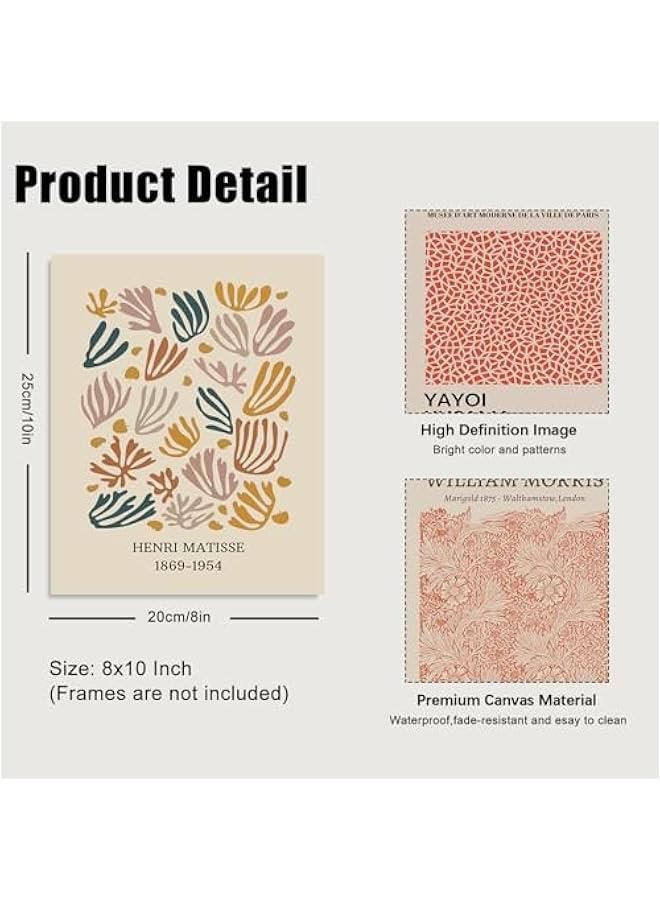 KBKBART Matisse Wall Art Prints Set of 6, Abstract Matisse Wall Art Exhibition Posters Beige Yellow Picasso Flower Market Art Prints William Morris Poster, Boho Canvas Paintings Pictures for Aesthetic Room, - Image 5