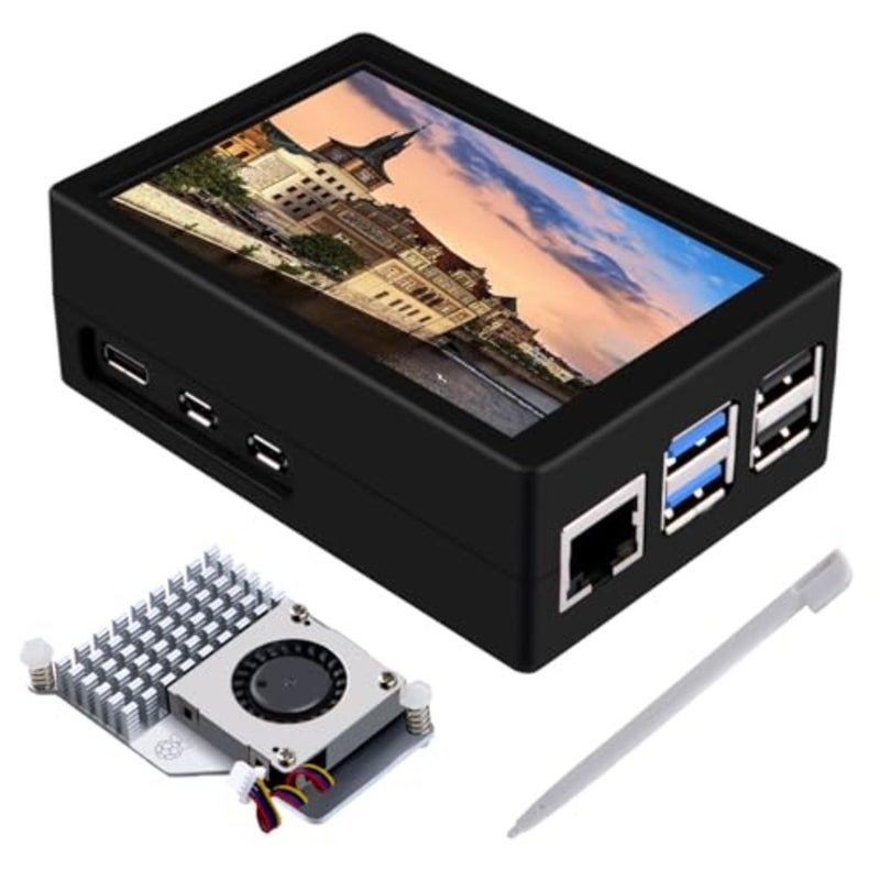 GeeekPi 3.5 inch HDMI Touch Screen with Case for Raspberry Pi 5, with Official Pi 5 Active Cooler, 320x480 Monitor TFT LCD Display for Raspberry Pi 5 - Image 1
