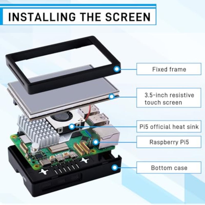 GeeekPi 3.5 inch HDMI Touch Screen with Case for Raspberry Pi 5, with Official Pi 5 Active Cooler, 320x480 Monitor TFT LCD Display for Raspberry Pi 5 - Image 3