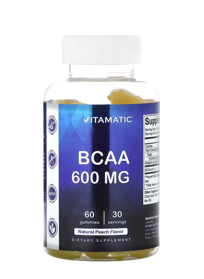Vitamatic BCAA Natural Peach 60 Gummies (300 mg per Gummy)