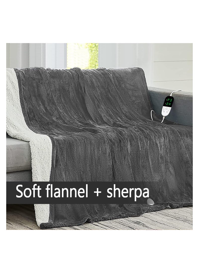 SYOSI - Large Electric Heated Throw Blanket, Machine Washable Soft Flannel Overblanket, 6 Files of Temperature Control, LED Display, Even Heating,  for Office/Dormitory/Wheelchair (Size:130x150cm) - Image 1
