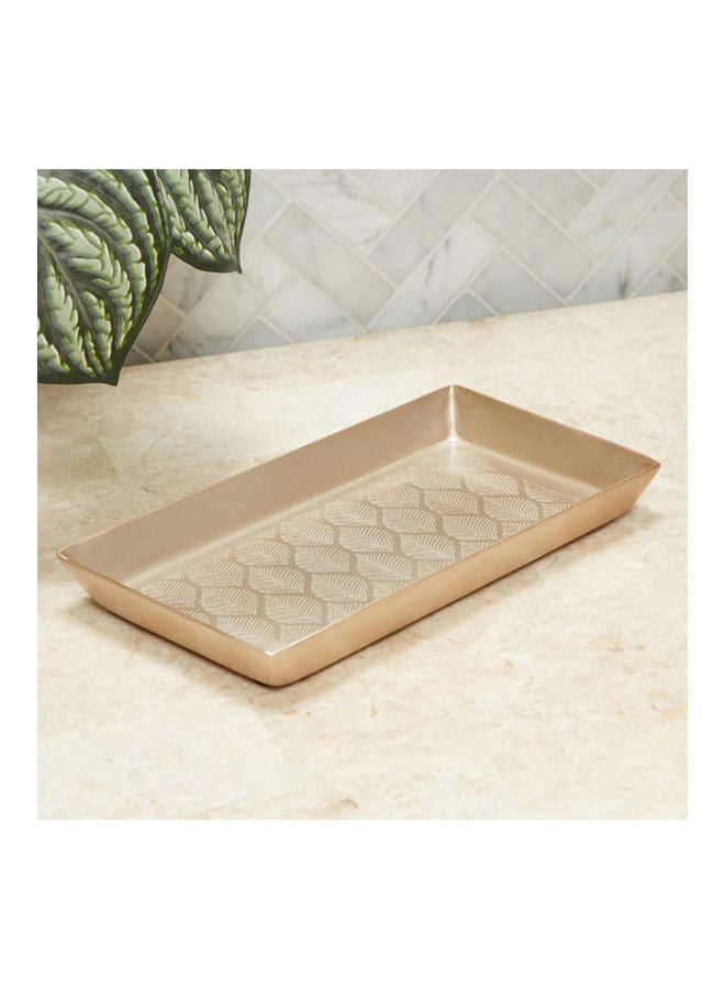Towel Tray With Embossed Leaf Pattern Gold 23X13X2cm  - Image 1