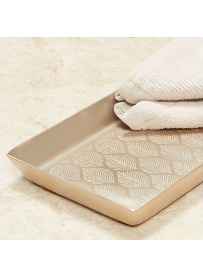 Towel Tray With Embossed Leaf Pattern Gold 23X13X2cm  - Image 2