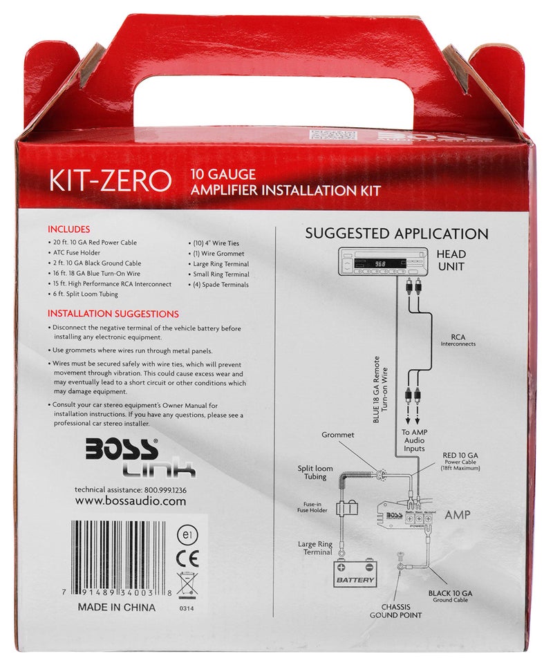 BOSS Audio Systems KIT-ZERO 10 Gauge Car Amplifier Install Wiring Kit - Makes Connections and Brings Power to Your Radio, Subwoofers and Speakers - Image 3