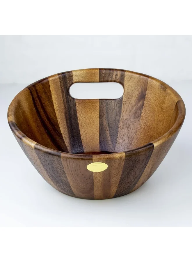 BILLI Wooden Slant Lip Bowl With Cut Out Handle