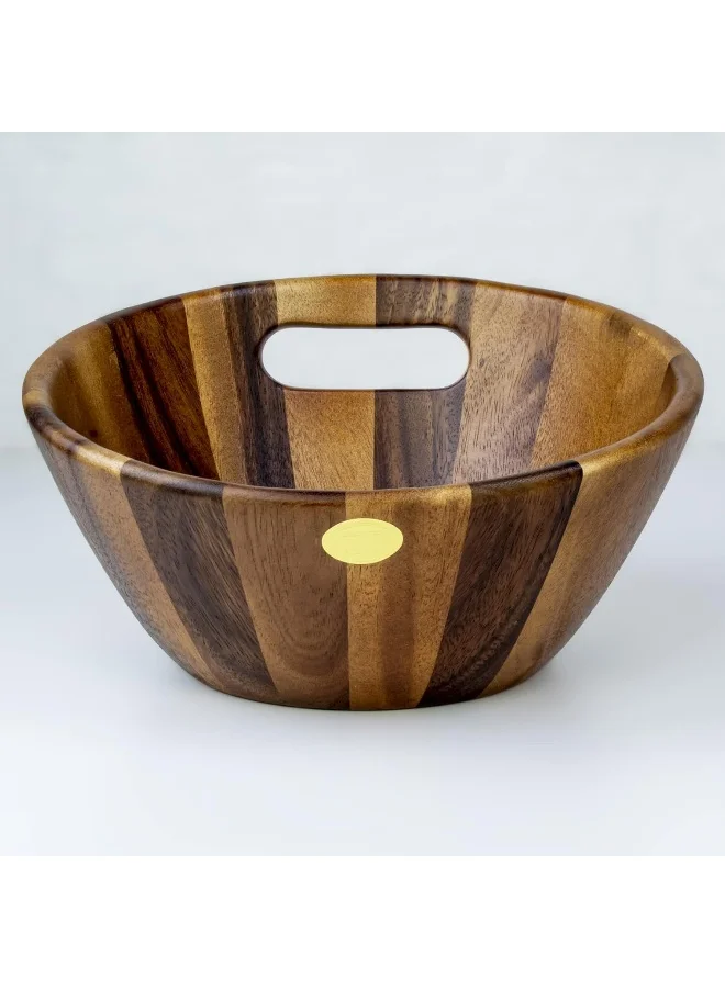 BILLI Wooden Slant Lip Bowl With Cut Out Handle