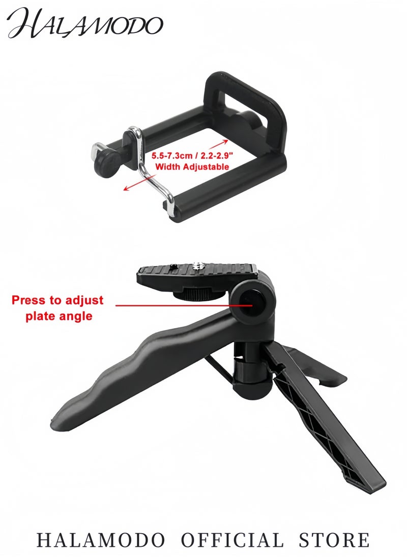 HALAMODO - Mini Tripod Stand with Hand Grip Adjustable Phone Holder Portable Camera Mount for Smartphones DSLR GoPro Compact and Foldable Stabilizer for Photography Video Recording and Live Streaming - Image 1