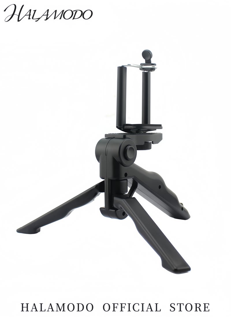 HALAMODO - Mini Tripod Stand with Hand Grip Adjustable Phone Holder Portable Camera Mount for Smartphones DSLR GoPro Compact and Foldable Stabilizer for Photography Video Recording and Live Streaming - Image 1