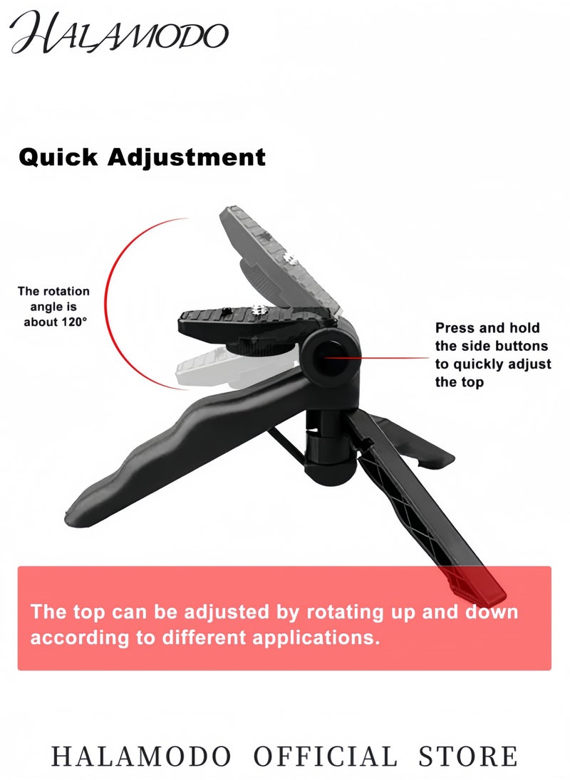 HALAMODO - Mini Tripod Stand with Hand Grip Adjustable Phone Holder Portable Camera Mount for Smartphones DSLR GoPro Compact and Foldable Stabilizer for Photography Video Recording and Live Streaming - Image 1