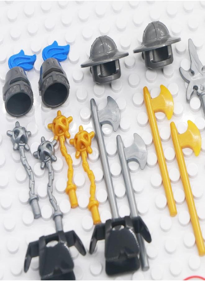 BroTex Knights People Accessories Building Block - Medieval Weapon Armor Swords Helmet Horse, Castle Knight Shield Spear, MOC Bricks Parts Toys Sets for Boys  - Image 3