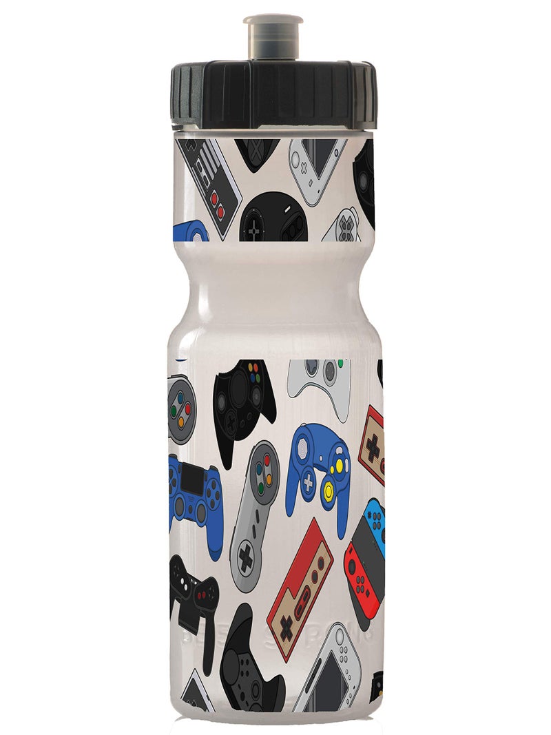 50 Strong 22oz Kids Sports Squeeze Water Bottle - BPA-Free with Pull Top Cap - Durable & Reusable for School  Boys & Girls - Made in USA - Video Games - Image 1
