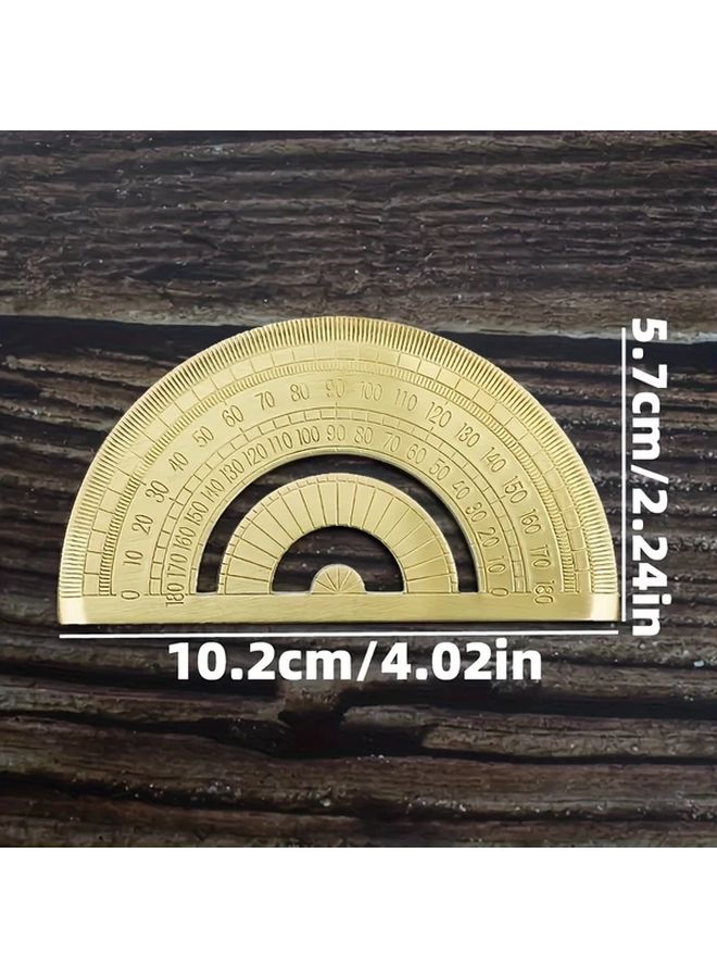 منقلة نحاسية ذهبية 180 درجة أداة قياس زاوية نصف دائرية - Image 3