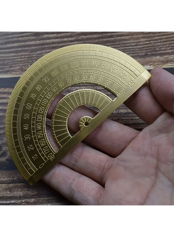 منقلة نحاسية ذهبية 180 درجة أداة قياس زاوية نصف دائرية - Image 4