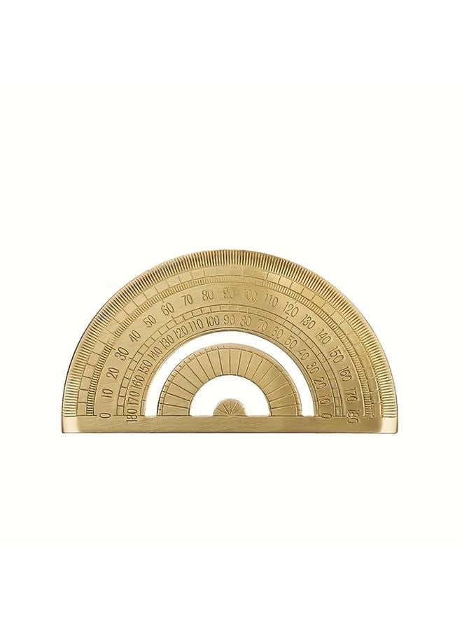 منقلة نحاسية ذهبية 180 درجة أداة قياس زاوية نصف دائرية - Image 1
