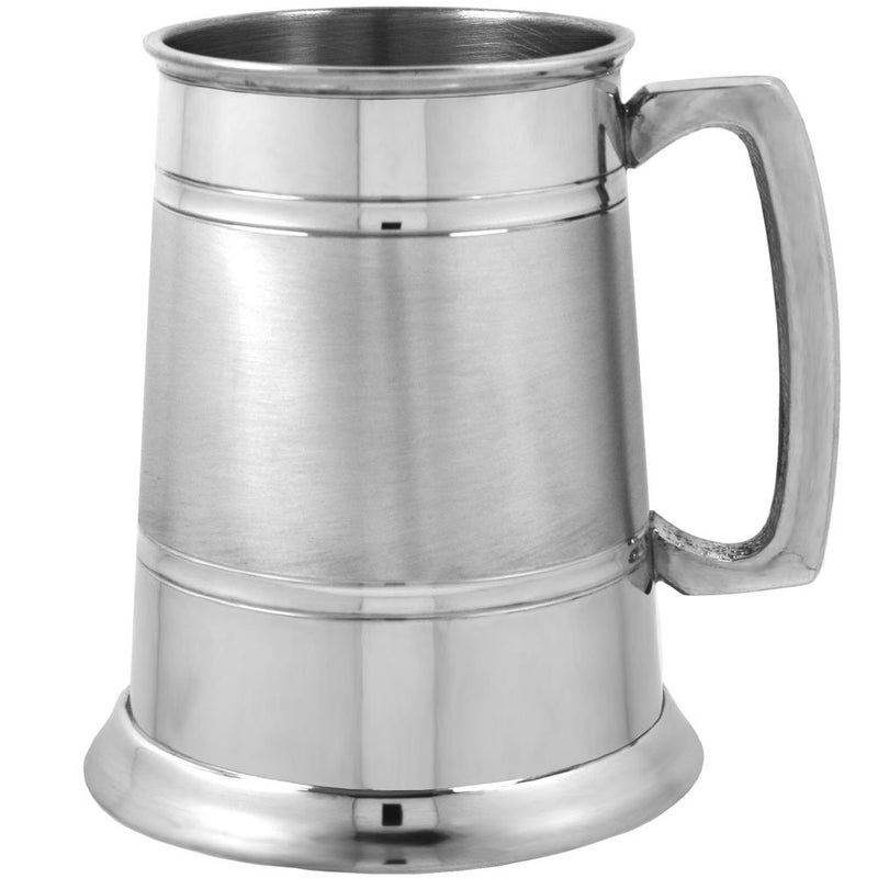 English Pewter Company Sheffield, England English Pewter Company 1 Pint Pewter Beer Mug Tankard with Elegant Satin Band EP063 