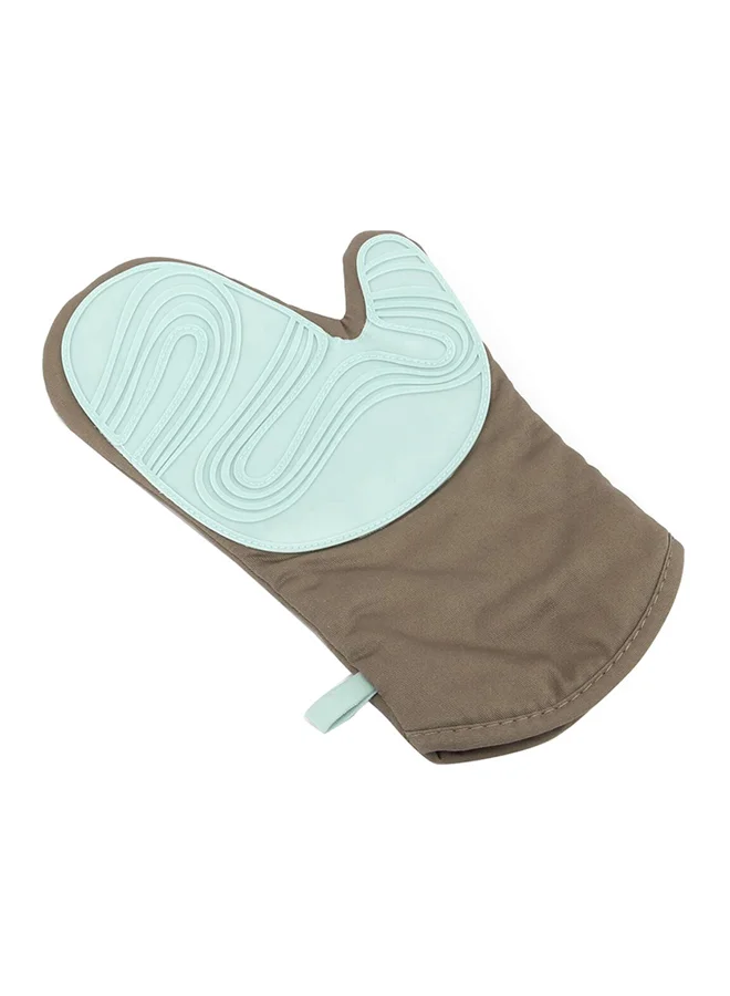 PARFAIT Heat Resistant Woven Silicone Oven Mitt Taupe and Blue 2.2 x 21 x 31.5 cm SB0414CC