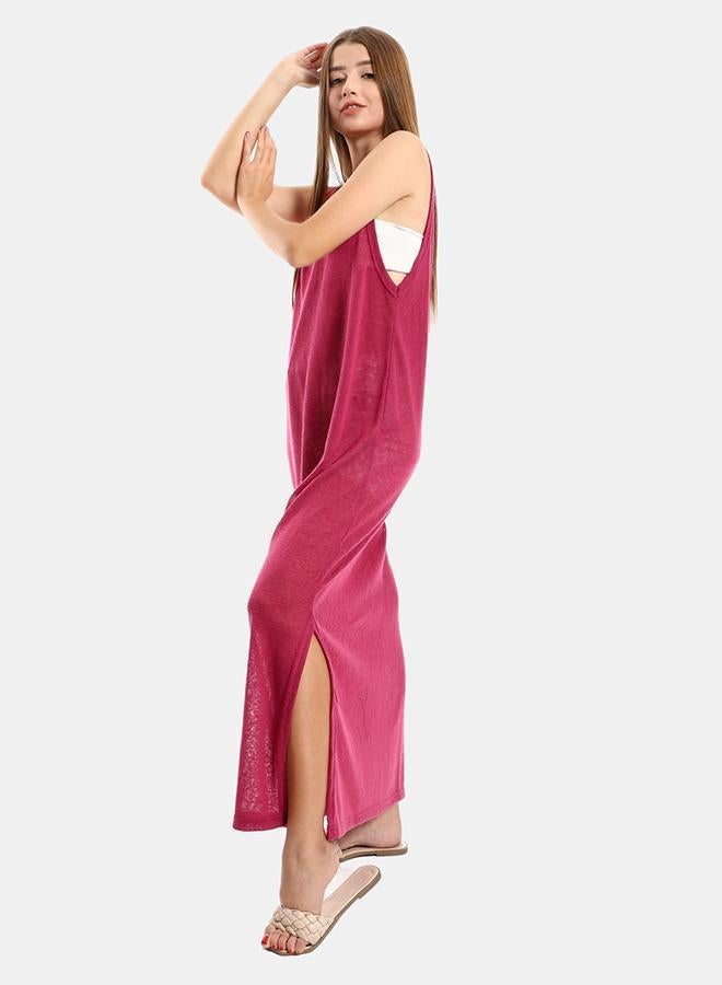 kady Jamila women round collar cover up with side slitswomen ,plum-xxl - Image 2