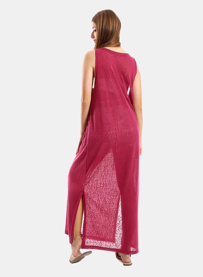 kady Jamila women round collar cover up with side slitswomen ,plum-xxl - Image 3