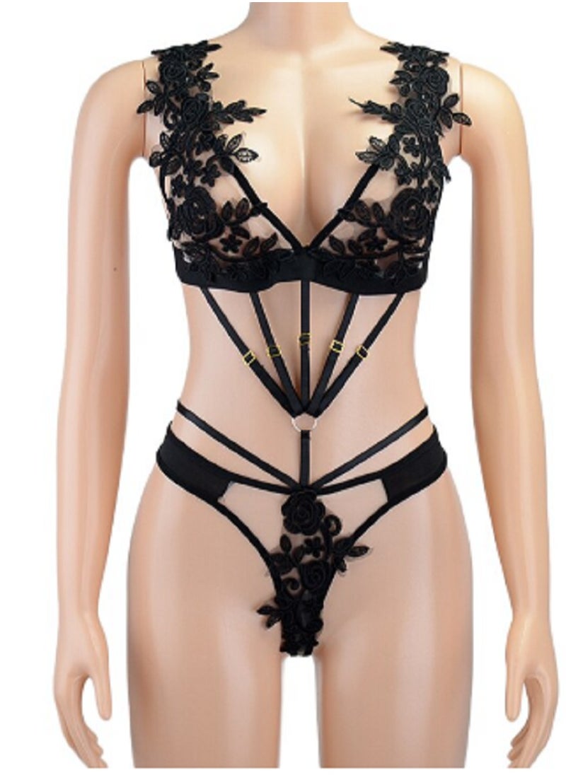 MANIKAN - MANIKAN Women's lingerie belt at the waist clinging to the top with lace edges - Image 1