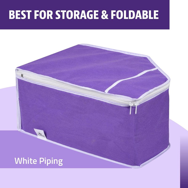 Kuber Industries Pack of 3 Blouse Storage Bag Visible Window Wardrobe Bag Clothes Storage Bag Clothes Organizer Blouse Cover Bag for Travel White Piping Purple - Image 5