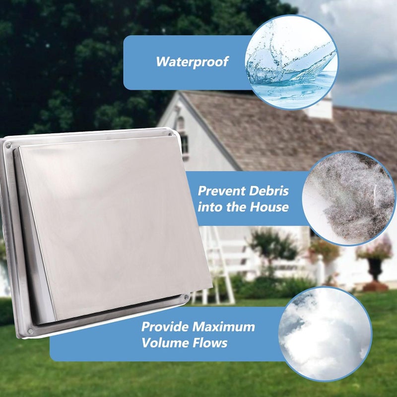 Stainless Steel 100mm Square Exterior Wall Air Vent Cover for Bathroom Kitchen - Image 4