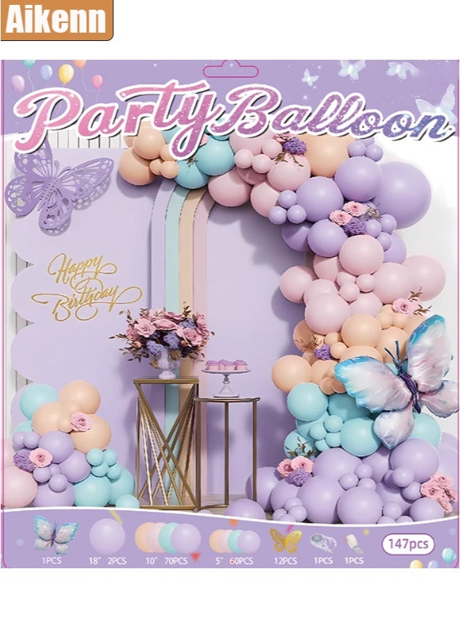 Aikenn Balloon Set, 131 Balloons in Assorted Colors, Rainbow Latex Balloons, Bright Color Party Balloons, Different Sizes 5/10/18 Inch Balloon Garland Set for Wedding Baby Baptism Birthday Party Supplies Decoration (147 Pieces)  - Image 1