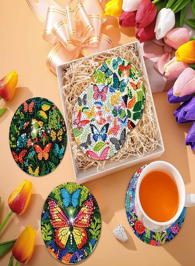 EWJRNSF 8 PCS Butterfly Diamond Painting Art Coaster Set Diamond Art Coasters Small Diamond Painting Coasters Kit Beginners Adults Art Craft Supplies (Butterfly) - Image 4