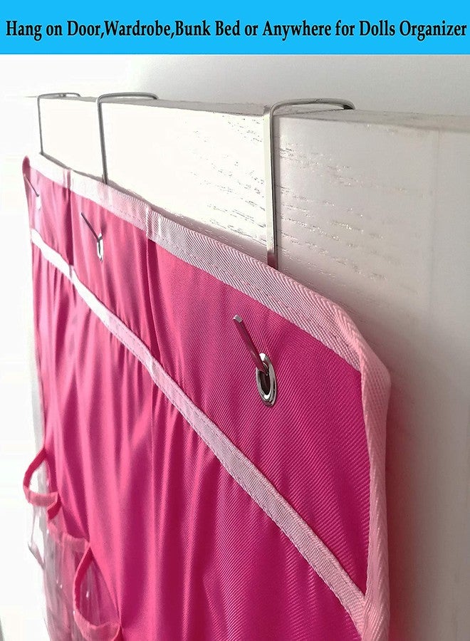 LINPOPUP Hanging Over Door Toy Storage Organizer (24 Pockets), Compatible with Lol Omg Dolls Barbie Dolls Surprise Doll (Toys Not Included), Deeppink (57.5''x22'') - Image 2