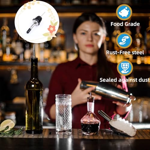 LEGERM Liquor Pour Spouts with Dust Caps - Speed Pourer Nozzles for Alcohol & Liquor Bottles | Pro Bar & Home Use Bartender Accessories with Leak-Proof & Rustproof Toppers - Image 5