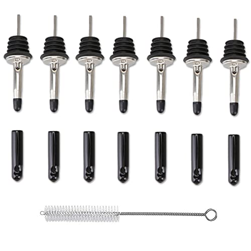 LEGERM Liquor Pour Spouts with Dust Caps - Speed Pourer Nozzles for Alcohol & Liquor Bottles | Pro Bar & Home Use Bartender Accessories with Leak-Proof & Rustproof Toppers - Image 1