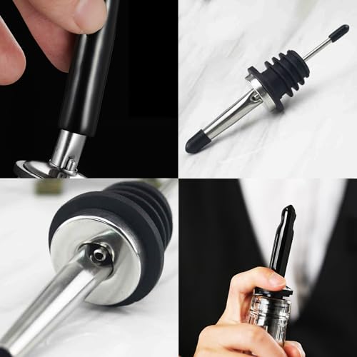 LEGERM Liquor Pour Spouts with Dust Caps - Speed Pourer Nozzles for Alcohol & Liquor Bottles | Pro Bar & Home Use Bartender Accessories with Leak-Proof & Rustproof Toppers - Image 4
