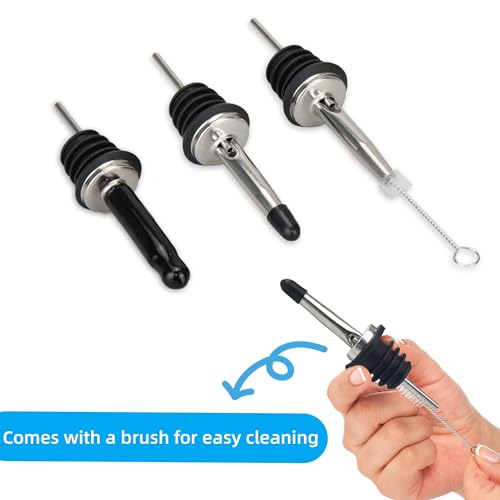 LEGERM Liquor Pour Spouts with Dust Caps - Speed Pourer Nozzles for Alcohol & Liquor Bottles | Pro Bar & Home Use Bartender Accessories with Leak-Proof & Rustproof Toppers - Image 3