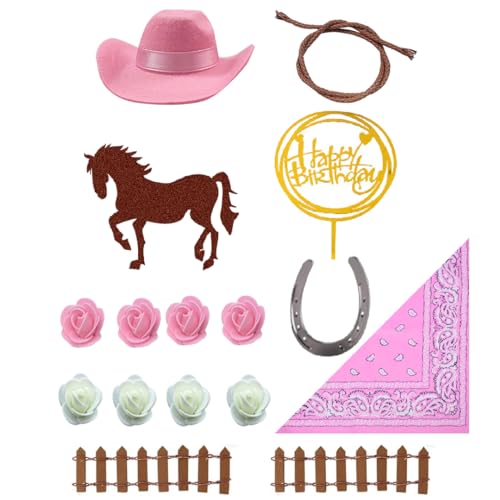 DiDida Cowgirl Cake Topper Horse Pink Western Theme Party Favors Supplies - Image 2