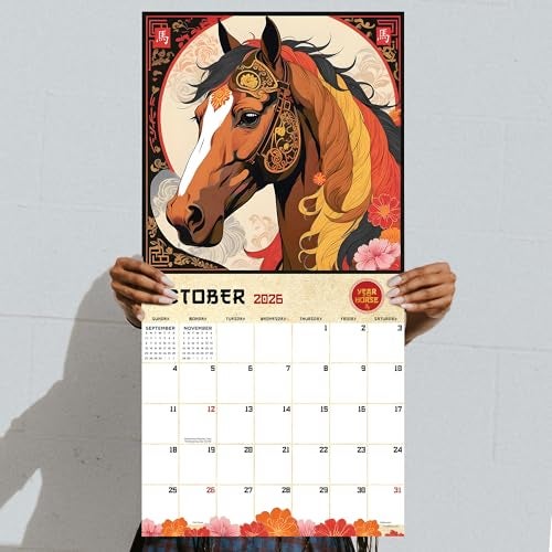 TF Publishing 2026 Year of the Horse Wall Calendar - Large Grids for Appointments and Scheduling - Vertical Monthly Wall Calendar 2026 w/Premium Matte Paper for Home and Office Organization - 12x12in - Image 5