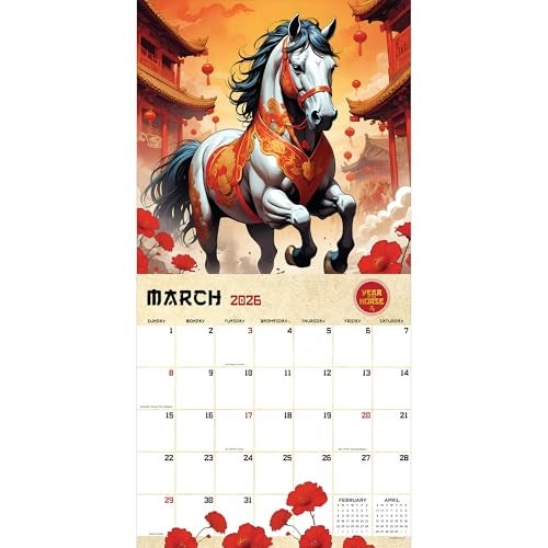 TF Publishing 2026 Year of the Horse Wall Calendar - Large Grids for Appointments and Scheduling - Vertical Monthly Wall Calendar 2026 w/Premium Matte Paper for Home and Office Organization - 12x12in - Image 2