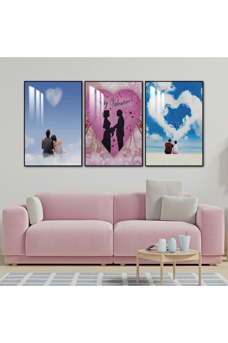 ماركتنا ثلاث لوحات جدارية خشبية بإطار وطبقة أكريليك شفافة - Image 1