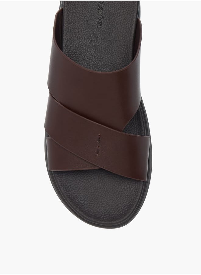 Le Confort - Mens Solid Cross Strap Slip-On Sandals - Image 1