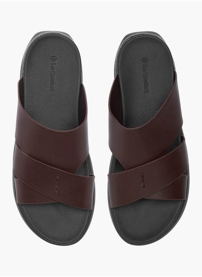 Le Confort - Mens Solid Cross Strap Slip-On Sandals - Image 1