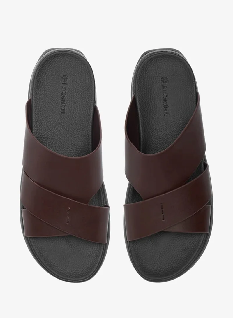Le Confort Mens Solid Cross Strap Slip-On Sandals