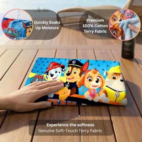 Athom Living Paw Patrol Kids Cotton Bath Towel – Soft, Super Absorbent, Vibrant Design, Perfect for Girls, Quick-Dry, Comfortable & Fun Bath Time Towel |350GSM, 60x120cm - Image 4