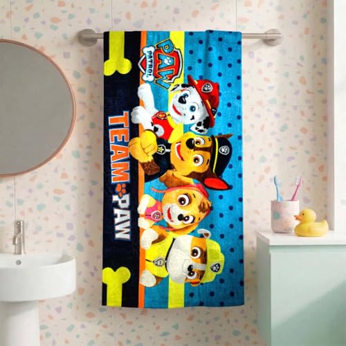 Athom Living Paw Patrol Kids Cotton Bath Towel – Soft, Super Absorbent, Vibrant Design, Perfect for Girls, Quick-Dry, Comfortable & Fun Bath Time Towel |350GSM, 60x120cm - Image 1
